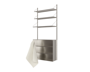 Shelf Library Canvas Cabinet Section | Stainless Steel / Canvas | H185.2 / W80