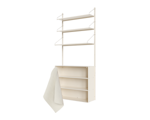 Shelf Library Canvas Cabinet Section | Warm White Steel / Canvas | H185.2 / W80
