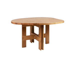 FRAMA Farmhouse Trestle Table in Oak Wood with Pond Shape