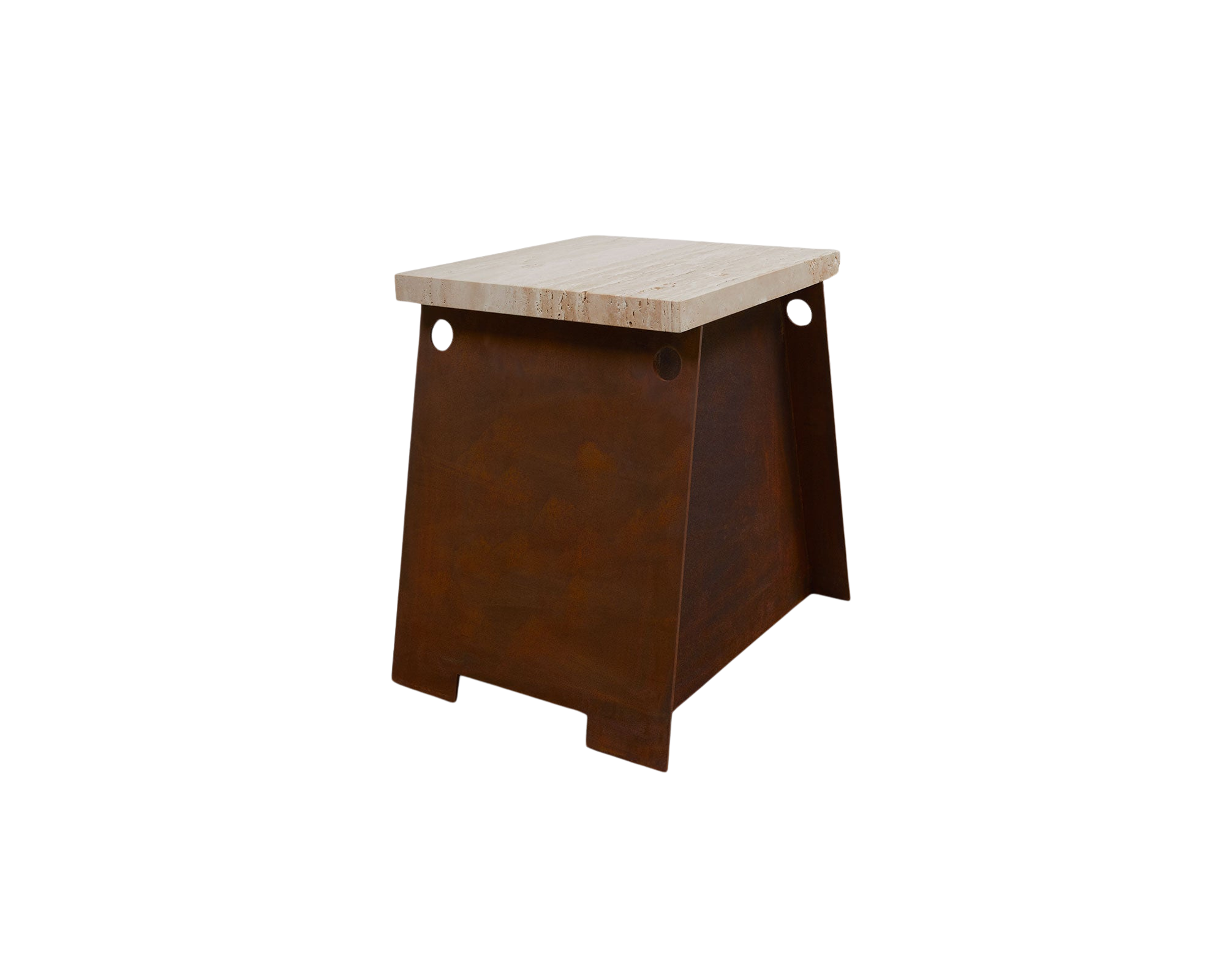64 Plinth | Corten Steel / Travertine – FRAMA