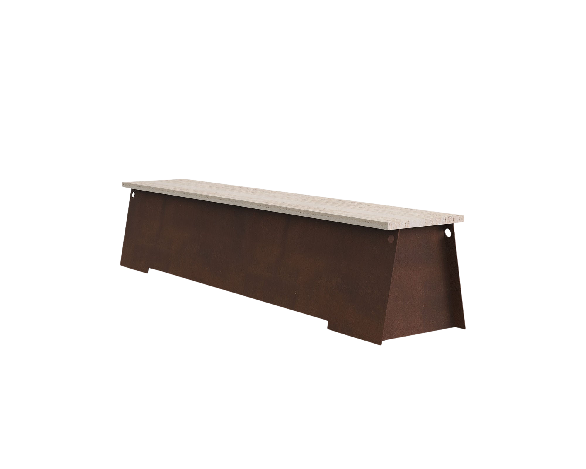 64 Bench | Corten Steel / Travertine – FRAMA