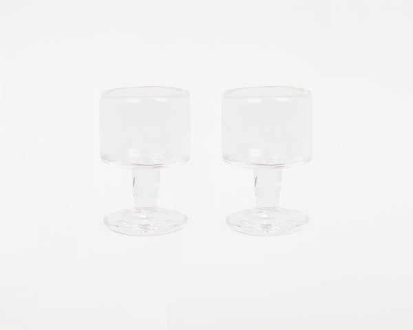 Set of 2 Small Square Wine Glasses Grey Bowl / Clear Stem