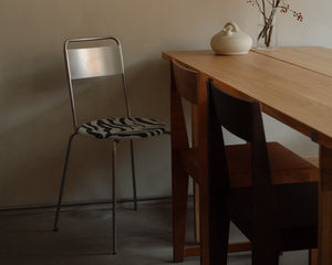 FRAMA Petit Rond Chair | Stainless Steel / Zebra Fabric