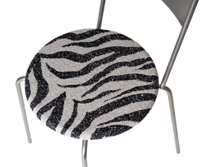 FRAMA Petit Rond Chair | Stainless Steel / Zebra Fabric
