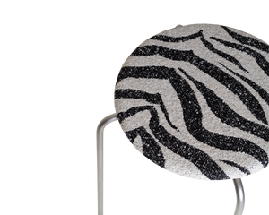 Petit Rond Stool | Stainless Steel / Zebra Fabric