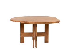 FRAMA Farmhouse Trestle Table in Oak Wood with Pond Shape