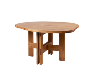 FRAMA Farmhouse Trestle Table in Oak Wood with Pond Shape