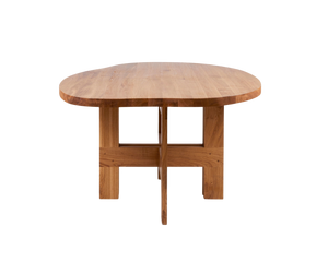 FRAMA Farmhouse Trestle Table in Oak Wood with Pond Shape