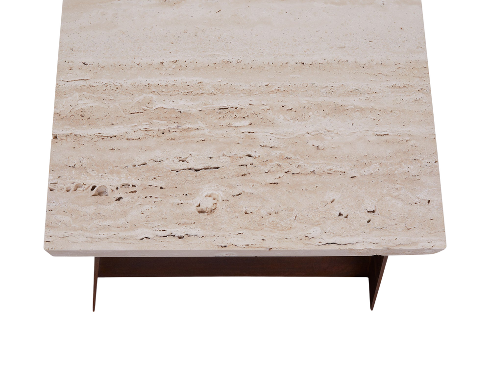 64 Bench | Corten Steel / Travertine – FRAMA
