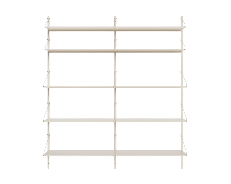 Shelf Library Double Section | Warm White Steel | H185.2 / W80 – FRAMA